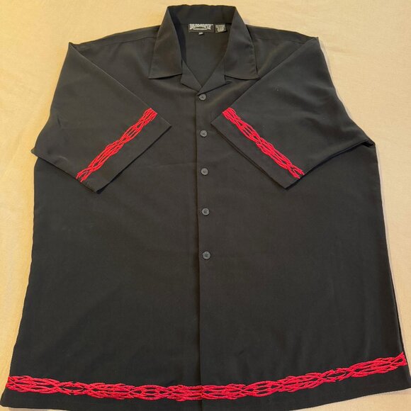 Dragonfly Clothing Company Black Button Down Red Barbed Wire Size‎ XXL - Picture 1 of 8